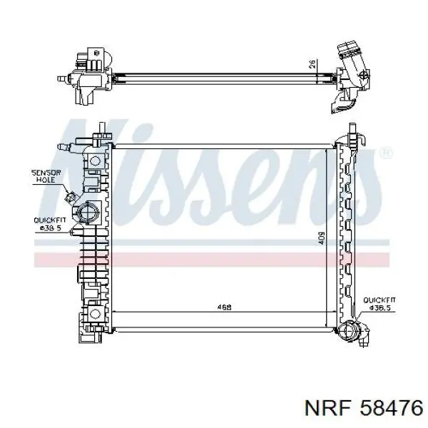 58476 NRF Радіатор охолодження двигуна