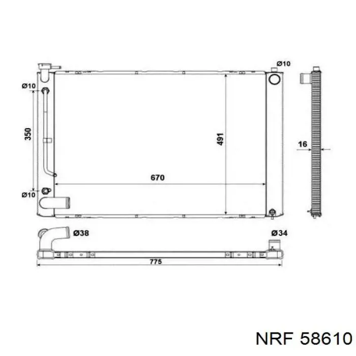 Радіатор основний NRF 58610 ціна, від 138.91 USD