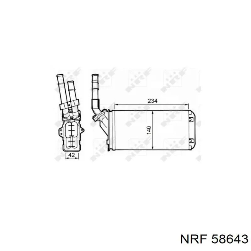 58643 NRF Радіатор опалювача салону