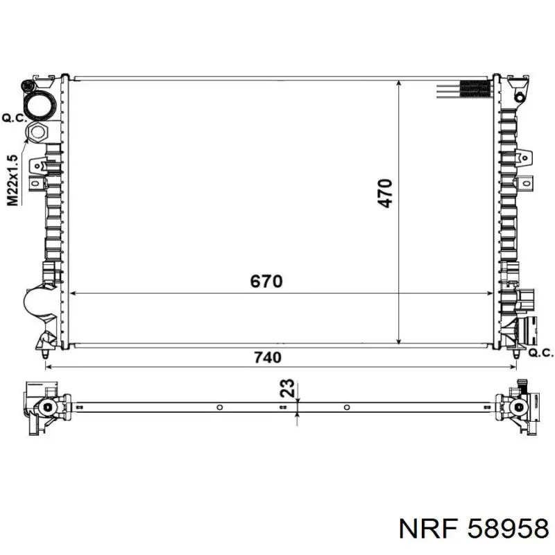 58958 NRF радіатор охолодження двигуна