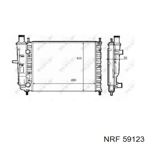 Радіатор охолодження двигуна 59123 NRF