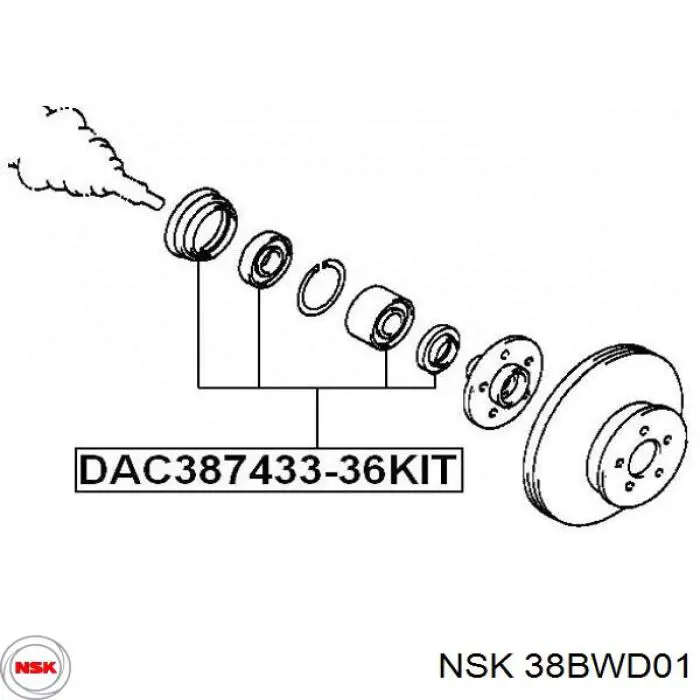 Підшипник маточини передньої 38BWD01 NSK