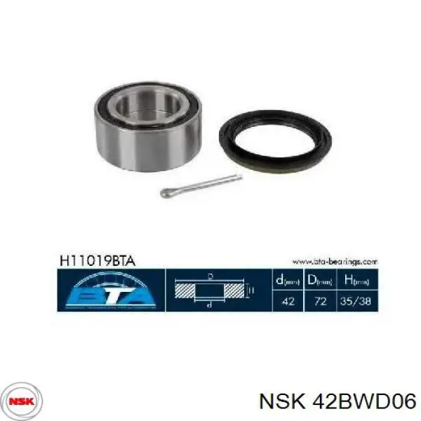 42BWD06 NSK Підшипник маточини передньої
