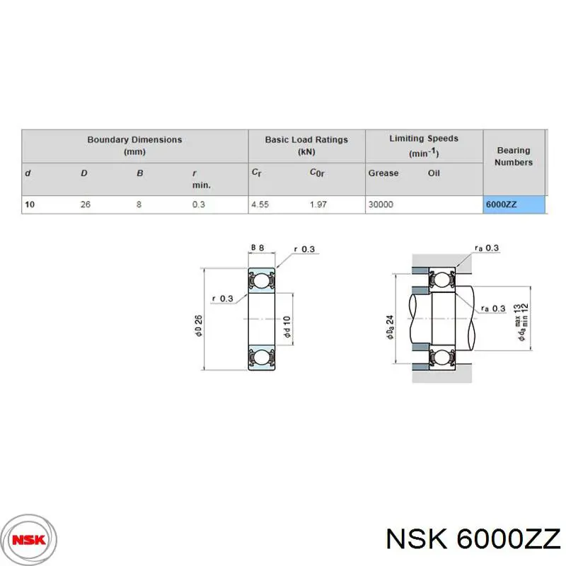 Купити 6000ZZ NSK Підшипник генератора