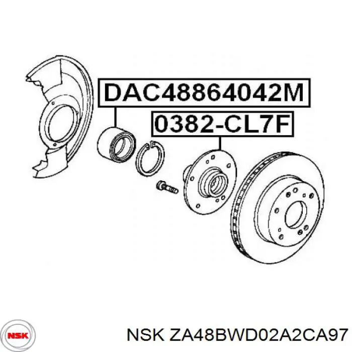 Комплект підшипник маточини передньої NSK ZA48BWD02A2CA97 ціна, від 30.75 USD