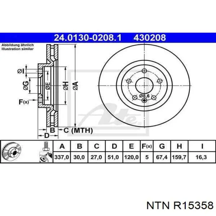 Купити R15358 NTN Підшипник ступиці колеса