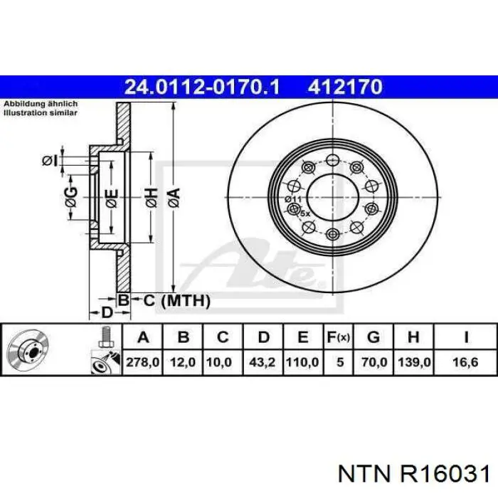 Маточина передня R16031 NTN