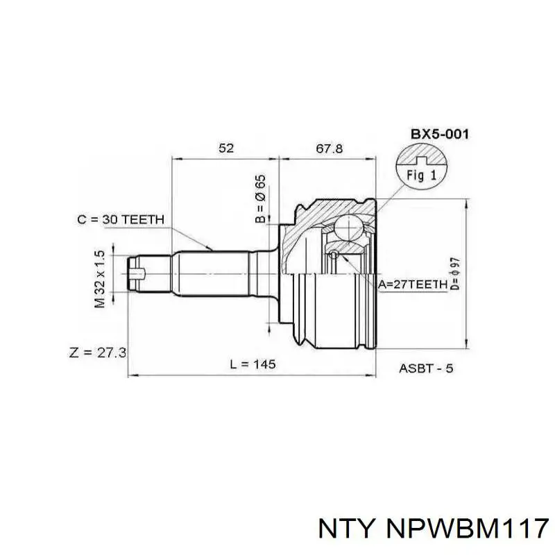 Піввісь права NPWBM117 NTY