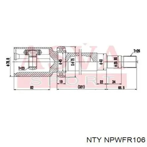 ШРУС внутрішній, передній, правий NPWFR106 NTY