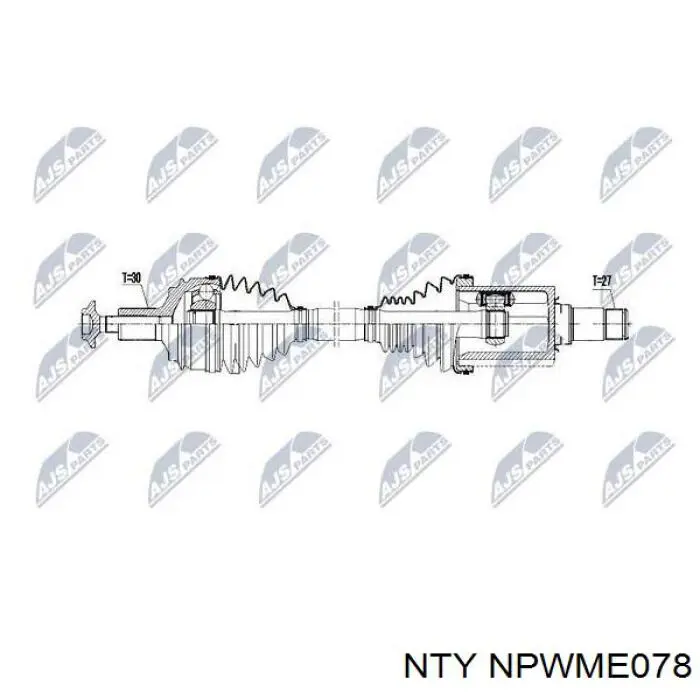 Піввісь передня, права NTY NPWME078 ціна, від 88.46 USD