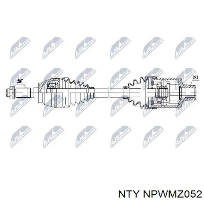 Піввісь передня, права NTY NPWMZ052 ціна, від 74.84 USD