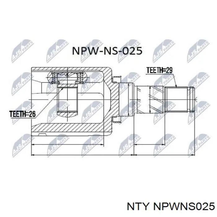 Піввісь (привід) передня, ліва NPWNS025 NTY