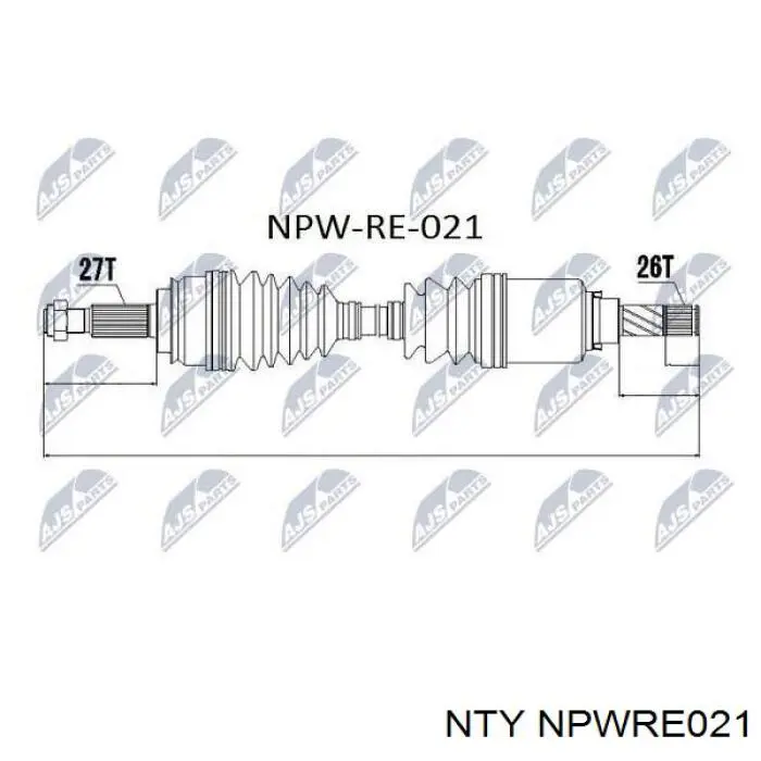 Піввісь (привід) передня, ліва NPWRE021 NTY