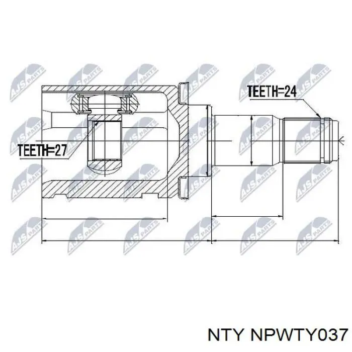 Шарнір кутових швидкостей передній лівий NTY NPWTY037 ціна, від 40.59 USD