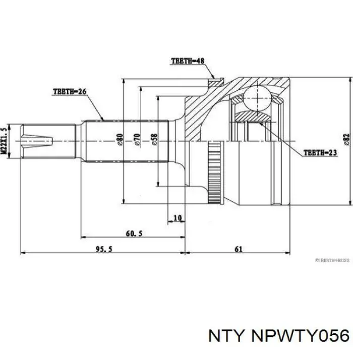 Піввісь передня, права NTY NPWTY056 ціна, від 71.86 USD