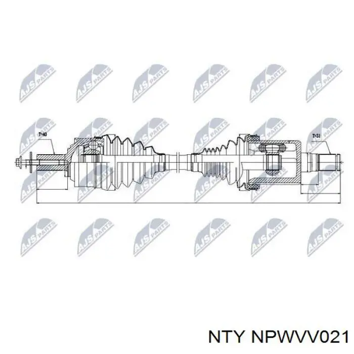Піввісь (привід) передня, ліва NPWVV021 NTY
