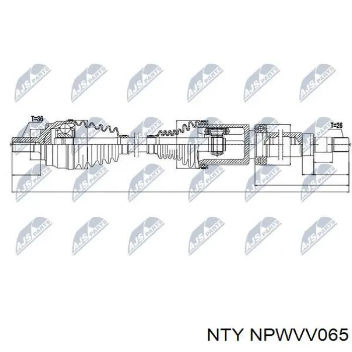 Піввісь передня, права NTY NPWVV065 ціна, від 105.00 USD