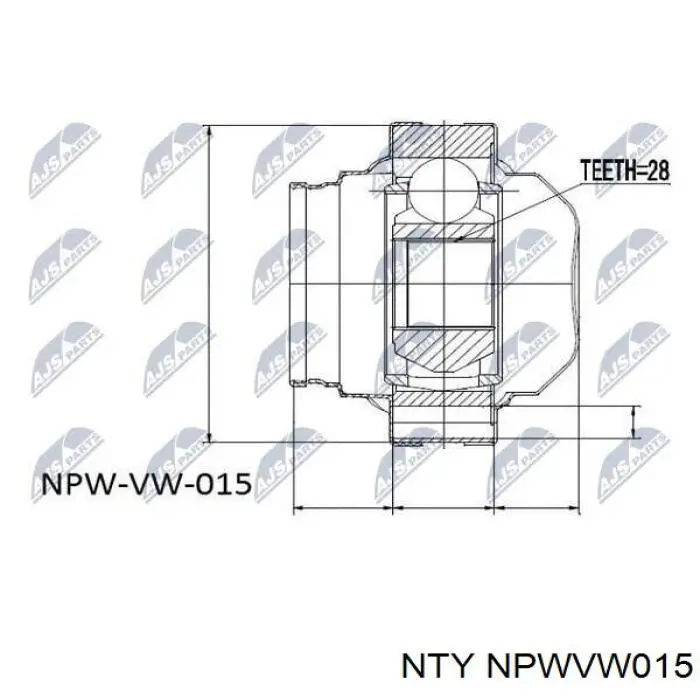 NPWVW015 NTY шрус внутрішній, передній, лівий
