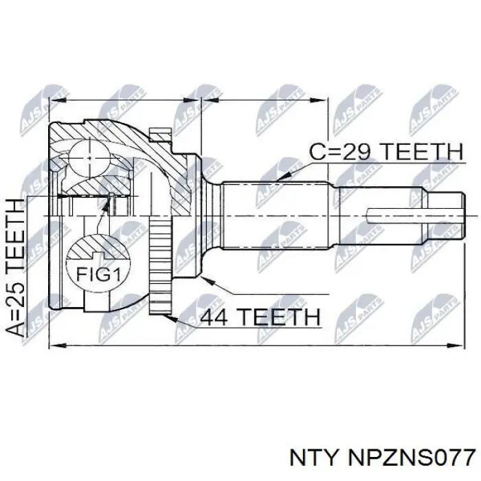 ШРУС зовнішній передній NPZNS077 NTY