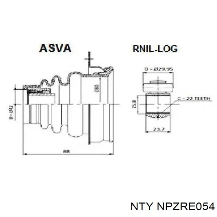 ШРУС зовнішній передній NPZRE054 NTY