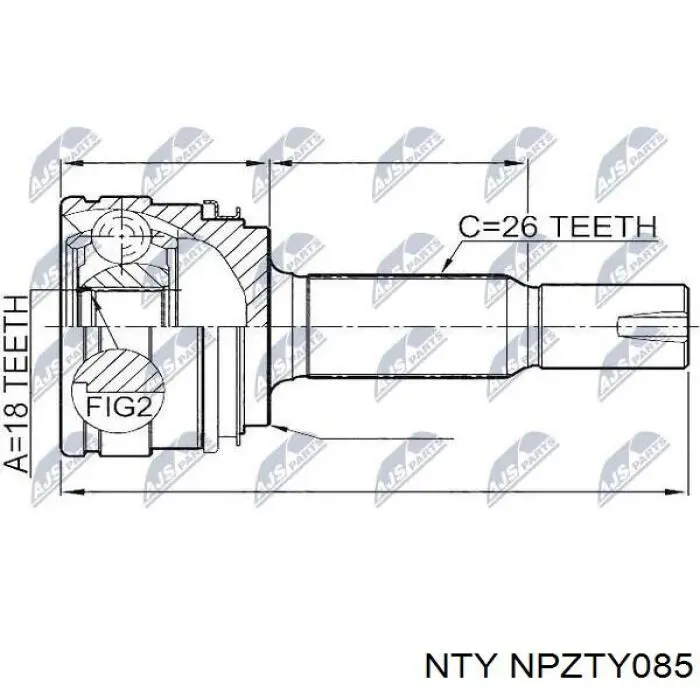 ШРУС зовнішній передній, правий NTY NPZTY085 ціна, від 31.46 USD