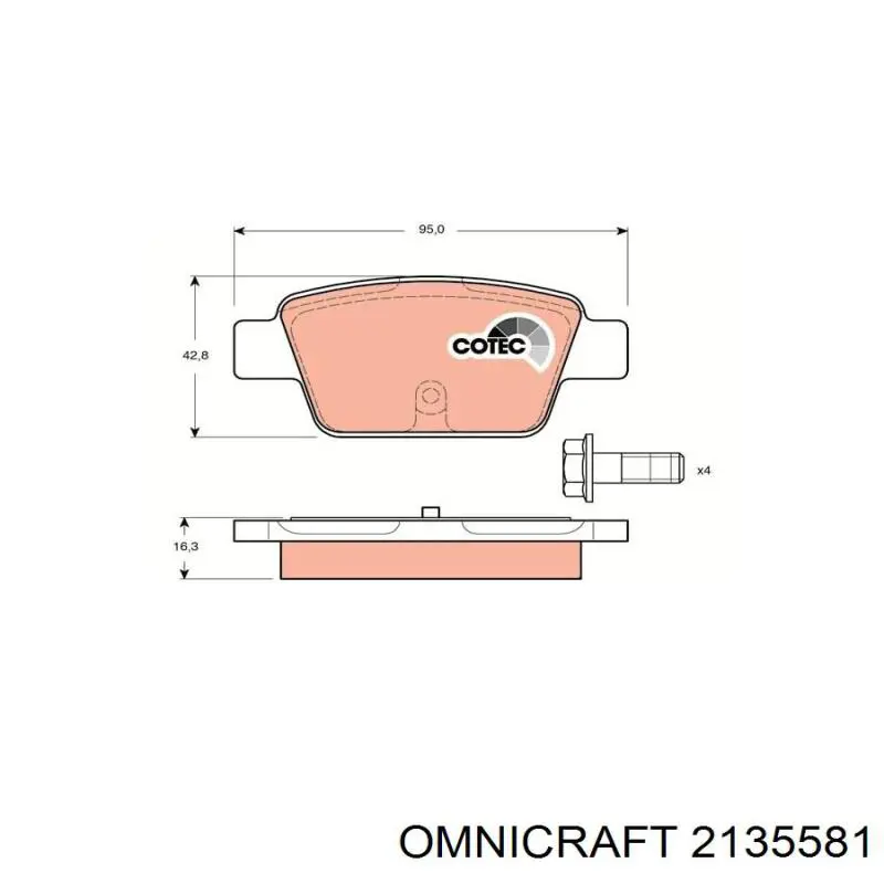 Задні гальмівні колодки 2135581 Omnicraft