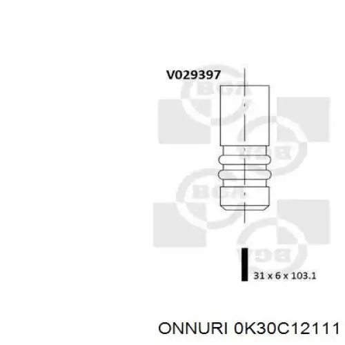 Купити 0K30C12111 Hyundai/Kia Клапан впускний