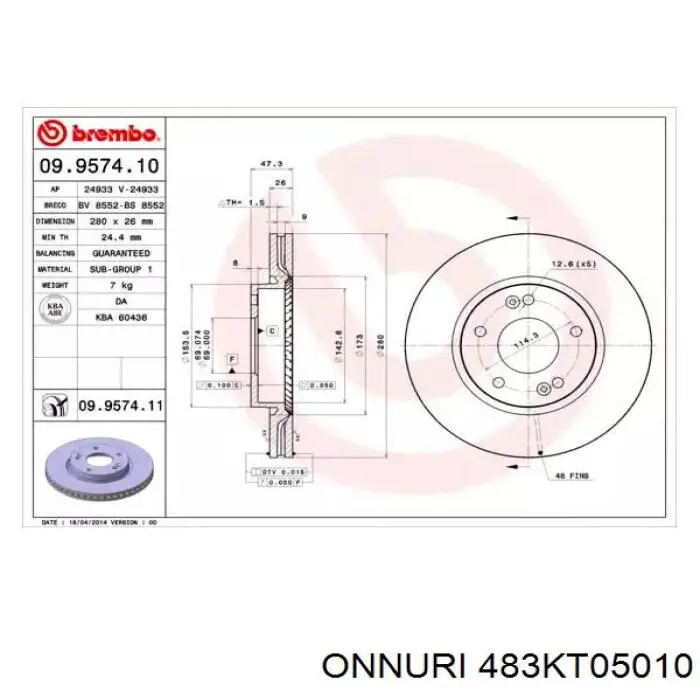 483KT05010 Onnuri Гальмівні колодки ручника