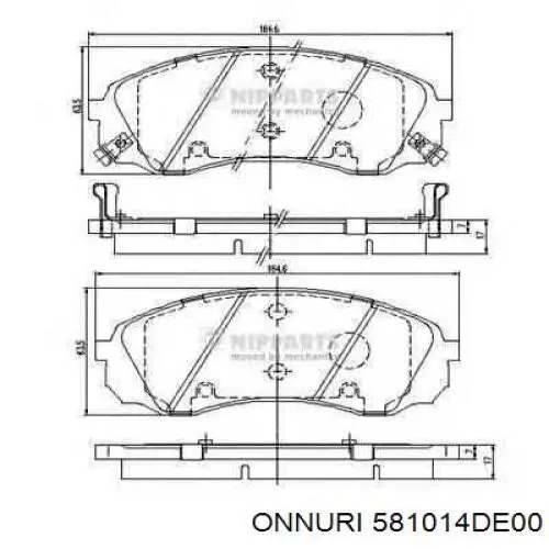 Гальмівні колодки Onnuri 581014DE00 ціна, від 26.30 USD