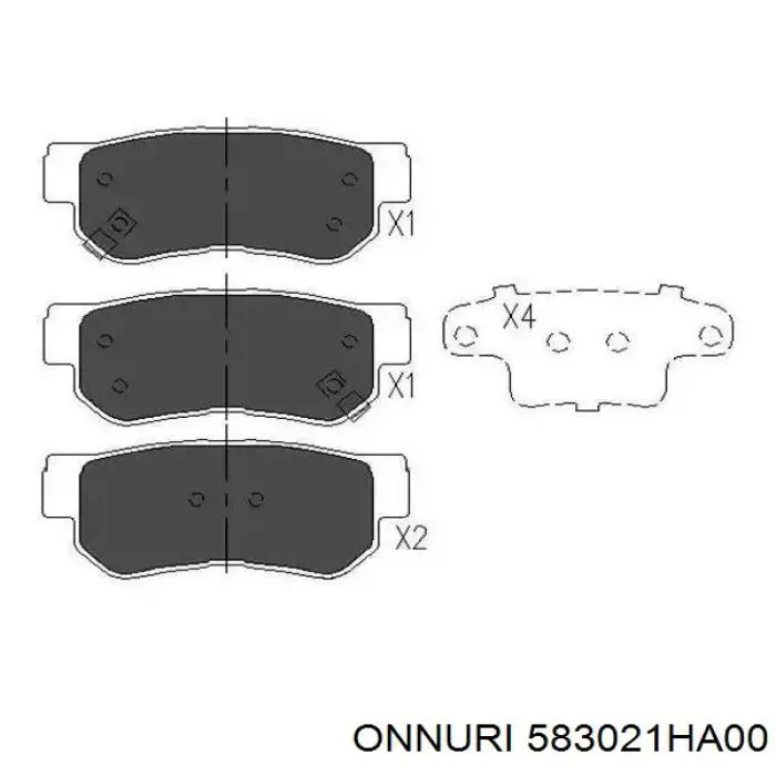 Колодки гальмові задні, дискові 583021HA00 Onnuri