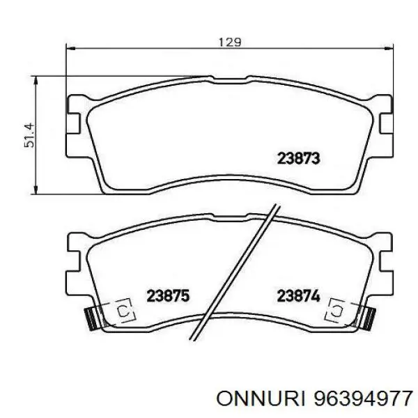 Колодки гальмові задні, барабанні 96394977 Onnuri