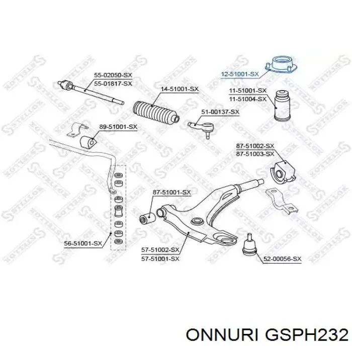 Опора амортизатора переднього GSPH232 Onnuri