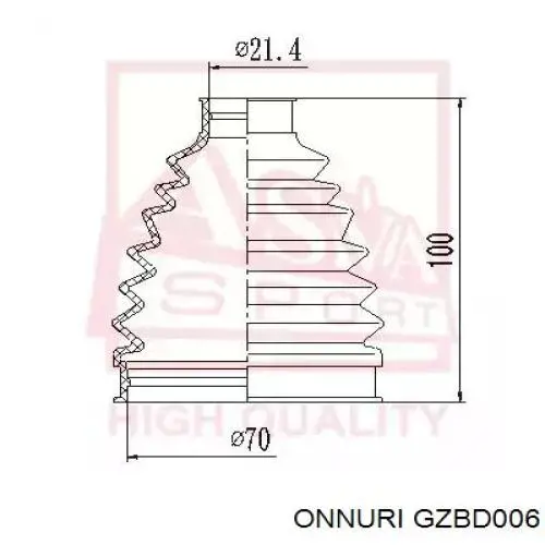 GZBD006 Onnuri Пильник ШРУСа зовнішній, передній піввісі