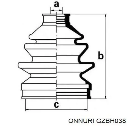 GZBH038 Onnuri пильник шруса зовнішній, передній піввісі