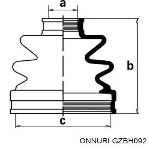 GZBH092 Onnuri Пильник ШРКШ внутрішній, передній півосі