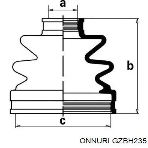 GZBH235 Onnuri пильник шруса внутрішній, передній піввісі