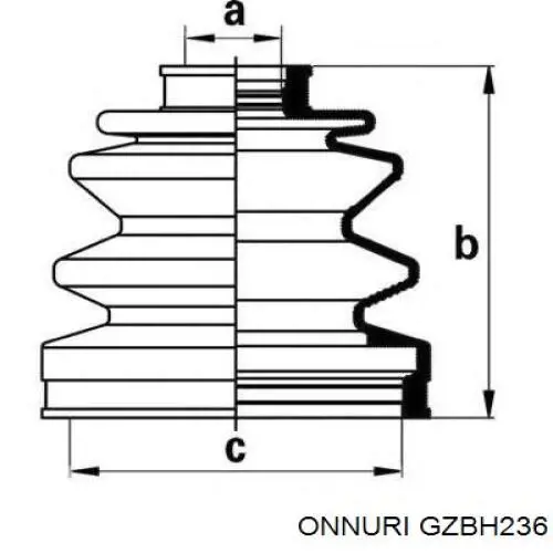 GZBH236 Onnuri Пильник ШРКШ внутрішній, передній півосі