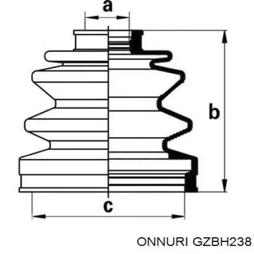 Пильник ШРУСа зовнішній GZBH238 Onnuri