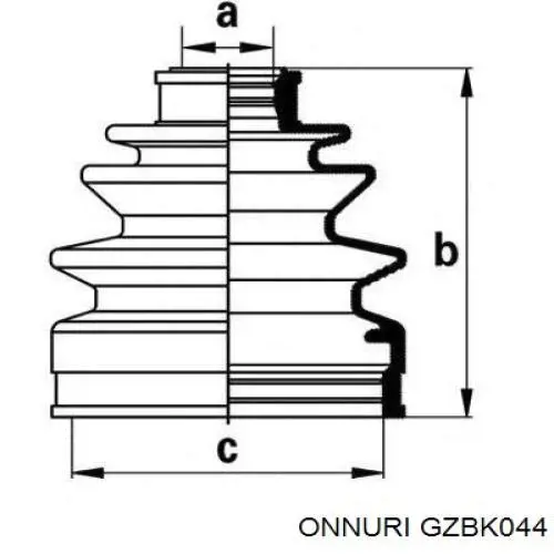 GZBK044 Onnuri Пильник ШРКШ зовнішній, правий