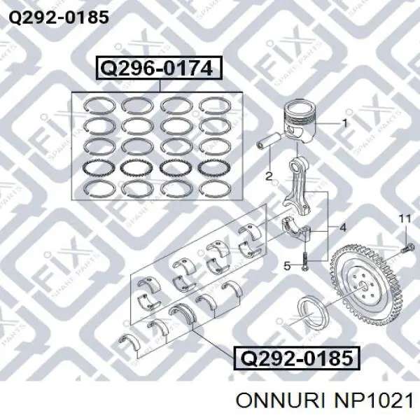 NP1021KAP KAP вкладиші колінвала, корінні, комплект, 2-й ремонт (+0,50)