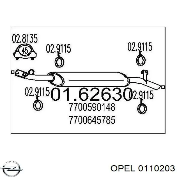 Купити 0110203 Opel Нижній молдинг лобового скла
