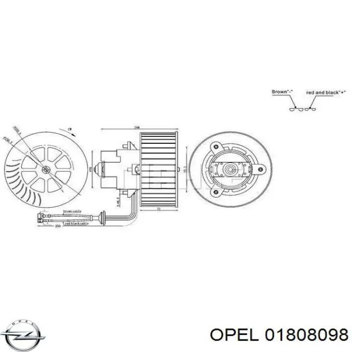 Двигун вентилятора пічки (обігрівача салону) 01808098 Opel