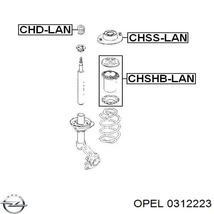 Купити 0312223 Opel Проставка (гумове кільце) пружини передньої, верхня