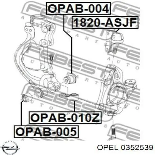 Купити 0352539 Opel Сайлентблок передній цапфи (кулака)