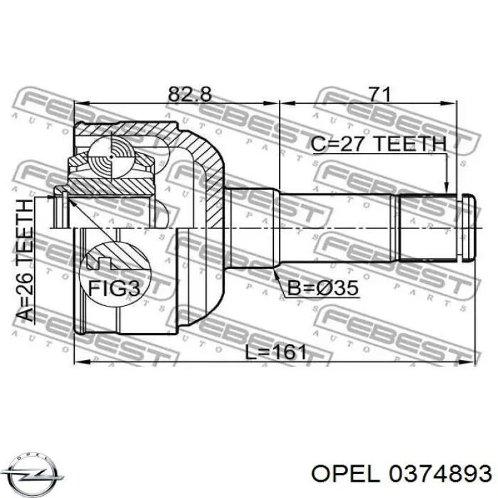 Піввісь передня, права Opel 374893 ціна, від 85.07 USD