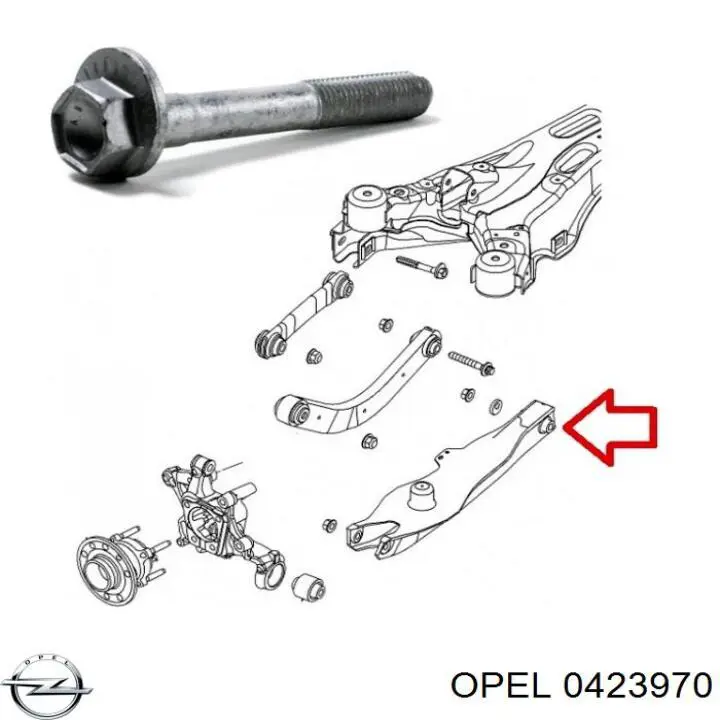 Болт кріплення заднього розвального важеля, внутрішній Opel 0423970 ціна, від 10.12 USD