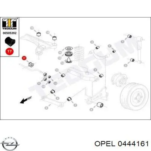 Втулка стабілізатора заднього Opel 0444161 ціна, від 3.08 USD