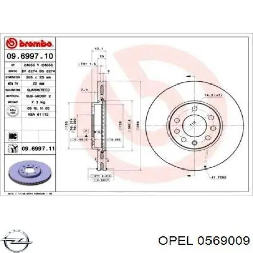 Гальмівні диски передні 0569009 Opel