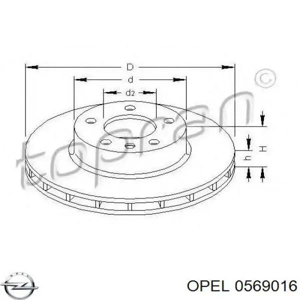 Диск переднього гальма Opel 0569016 ціна, від 44.34 USD