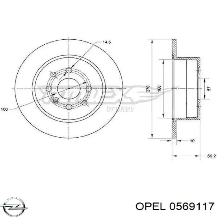 Гальмівні диски 0569117 Opel